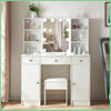 Modern Vanity Dressing Table Makeup Desk with LED Light Mirror Stool Shelf Set