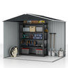 8 x 6ft Garden Storage Shed with Double Sliding Door Outdoor Grey