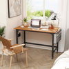 Computer Workstation Rolling Writing Study Desk On Wheels-Teak