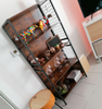 Industrial Shelving Unit Tall Vintage Bookcase Rustic Metal Hooks Retro Storage