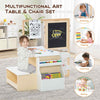 Wooden Art Activity Center Kids Art Easel & Table & Bench Set-White