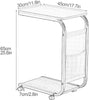 C Shaped Side Table for Sofa Coffee End Tables Bedside Tables with Storage Bag