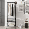 Black Metal Clothes Rail Rack Garment Stand Corner Open Wardrobe with Shelf