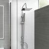 3 Way Square Shower Rigid Riser Kit Waterfall Bath Shower Mixer Tap & Basin Tap