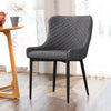 Pair of Grey Faux Leather/PU Chairs Luxury Design Padded Seat Round Back Damask