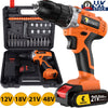 12/18/21/48V Cordless Drill Electric Drill Driver 36PCS Set + Battery + Case