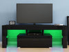 Modern TV Unit Stand with 1 Drawer Cabinet Black High Gloss Door RGB LED Lights