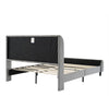 DOUBLE BED FRAME 4FT6 UPHOLSTERED PLATFORM WITH HEADBOARD AND SOLID WOODEN SLATS