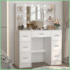 Bedroom Dressing Table with LED Lights Mirror 7 Drawers Makeup Vanity Desk Set
