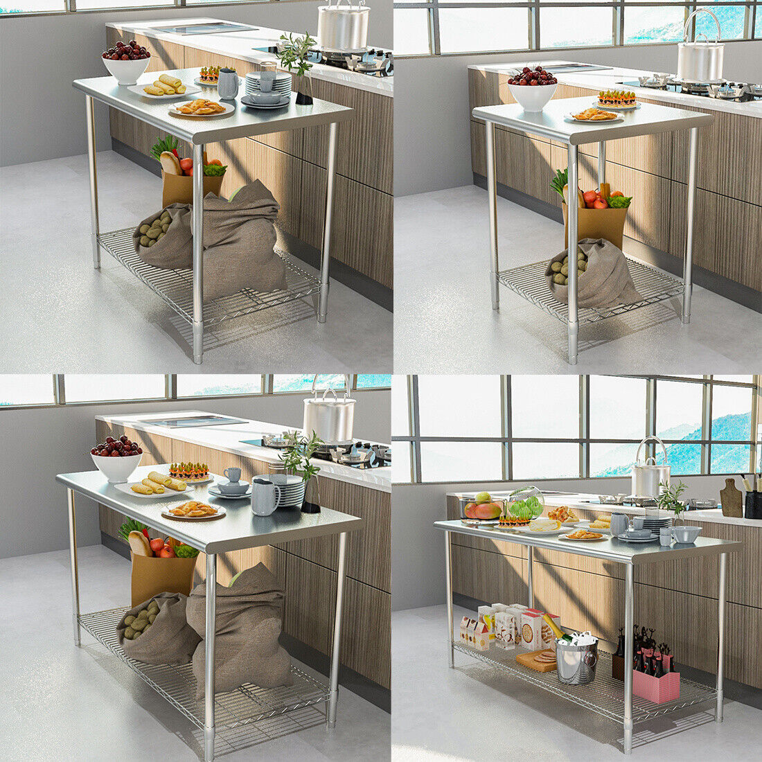 Stainless Steel Work Bench Commercial Catering Table Food Prep Backspl ...
