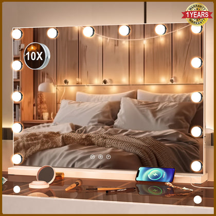 Make up Hollywood Mirror 3 Color Dimmable Lights Mirror 14 LED Bulbs 50cm*40cm