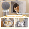 Pet Furniture Kitty Activity Center Multi-level Cat Tree w/ Basket Bed-Grey