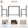 Bar Table and Stools Set, Kitchen Table and 2 Chairs with Backrest, Footrest