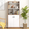 140cm Tall Bookshelf Freestanding Display Unit with 2 Doors & Open Shelves