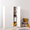 White 3 Door 3 Drawer Triple Wardrobe with Storage Shelves Hanging Rail Bedroom