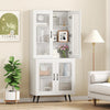 Kitchen White 178 cm Tall Cupboard Pantry Cabinet w/4 Transparent Doors