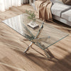 Modern Chrome Metal and Tempered Glass Side Living Room Coffee Table Tea Desk