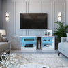 Mondeer LED TV Cabinet TV Stand 140cm with 5 Open Compartments RGB Lights White
