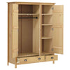 3-Door Wardrobe Hill 127x50x170 cm Solid Pine Wood