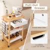 Rolling Kitchen Storage Trolley Cart Cupboard Island Shelves W/ Drawer &Handle