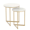 Nest of End Tables Sintered Stone Stacking Round Coffee Side Tables Marble Look