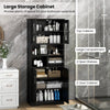 Bathroom Freestanding Pantry Cabinet w/ Adjustable Shelves-Black