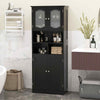 Narrow Storage Organizer Bathroom Cabinet w/Adjustable Shelves-Black