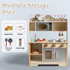 Large Wooden Play Kitchen Kids Pretend Cooking Role Play Toy with Utensils Gift