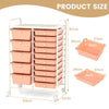15 Drawers Storage Trolley Mobile Rolling Utility Cart-Peach pink