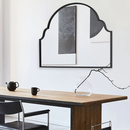 77x105cm Window Style Wall Hanging Mirror Glass Panel Vintage Hallway Home Decor