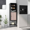 Sturdy Metal Support Slim Cupboard Tall Kitchen Storage Cabinet-Black