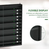 Black 7-Tier Wall-Mounted Display Cabinet, 6 Adjustable Shelves, Glass Doors