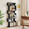 6-Tier Black Bookshelf Geometric Bookcase w/ 2 Anti-Tipping Kits