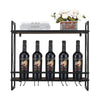 Wall Wine Bottle Rack Holder with Hanging Glass Holder Storage Display Shelf NEW