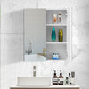 Bathroom Mirror Cabinet 2 Doors White Waterproof Wall Mounted Storage Wood