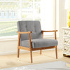 Retro Single Sofa Armchair Wing Back Wood Frame Padded Cushion Linen Fabric Home