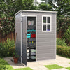 5 x 3ft Garden Shed Storage w/ Floor Foundation, Vents, Window, 2 Doors, Grey UK