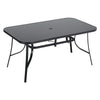 Large 1.5M Black Garden Table Rectangle Home Outdoor Dining Table & Parasol Hole