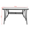 150cm Rectangle Metal Garden Dining Table Glass Top w/Parasol Hole Outdoor Patio