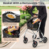 ightweight Foldable Rolling Walker for Seniors with Storage Basket-White