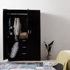 Black 3 Door 3 Drawer Large Modern Wardrobe with Storage Shelves Hanging Rod