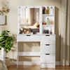 4 Drawers Vanity Table Set White Dressing Table with Mirror and 10 LED Bulbs NEW