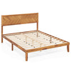 Single Size Bed Frame Acacia Wood Platform Bed w/ Headboard Caramel