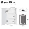 Corner LED Bathroom Mirror Cabinet Illuminated Mirror With LED Light Battery