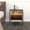 Rustic Square Bedside Table With Drawer Lamp Cupboard Cabinet Unit Furniture NEW