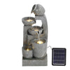 Solar Power LED Water Bowl Outdoor Garden Cascading Water Feature Fountain