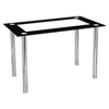 Dining Room Glass Top Table & 2/4/6 Faux Leather Chair Set High Back Padded Seat