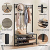 Industrial Large Coat Rack Stand with 24 Hooks and Shoe Bench for Entryway