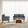 2 Seater Sofas Grey Fabric Upholstered Loveseat Couch with 2 Pillows Home Office