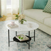 High Gloss Coffee Table Large 2 Layer Marble Side End Table Living Room Bedroom